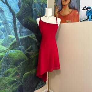 vintage scott mcclintock red asymmetrical slip dress glam evening formal party